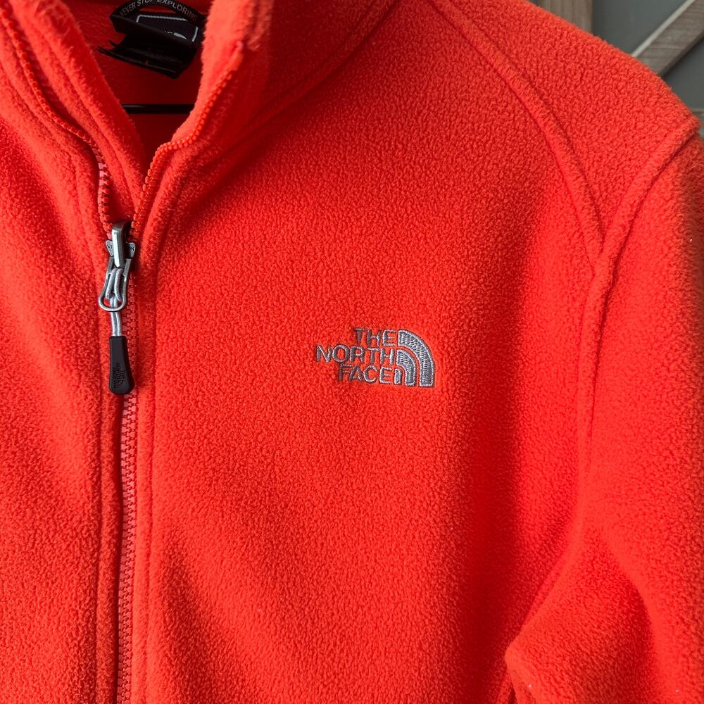 North Face Women’s Full Zip Orange Fleece Large - Picture 2 of 5